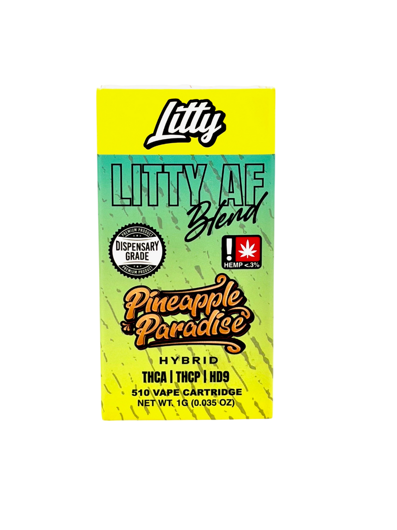 Litty Pineapple Paradise vape cartridge packaging on a white background