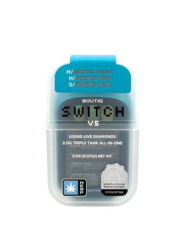 Boutiq Switch V5 THCa Liquid Diamonds 3-Chamber Tank All-In-One Arctic Frost x Rocket Pop x Tropic Haze
