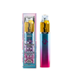 Vape pen with gradient design and packaging on a white background