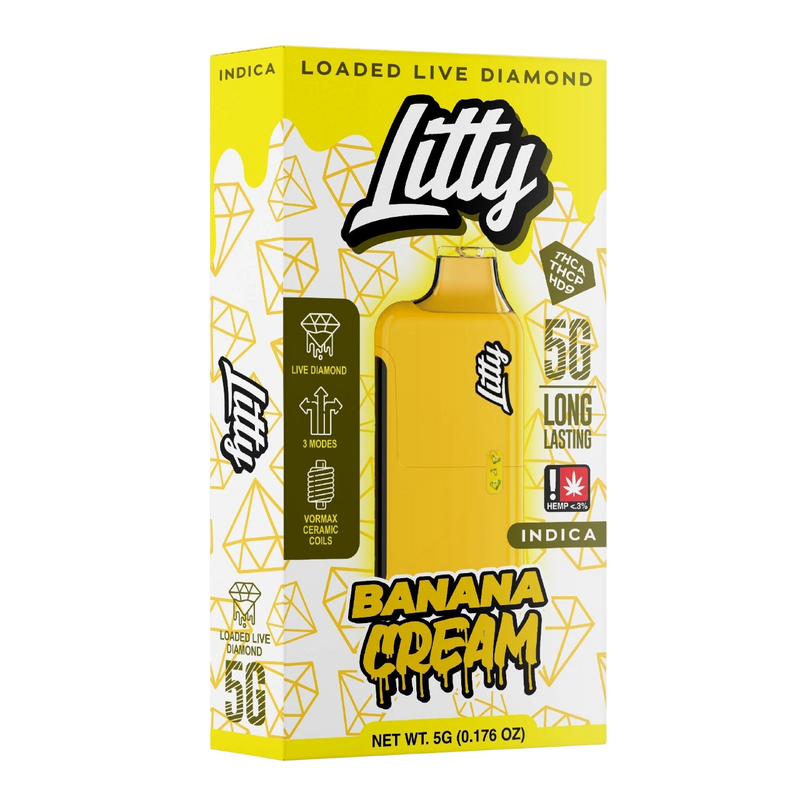 Litty Banana Cream vape pen packaging on a white background